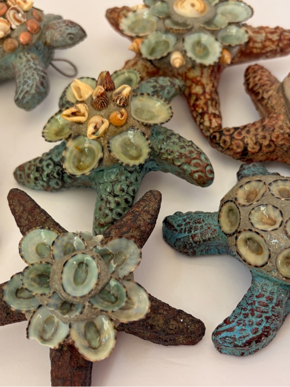 Handcrafted Ceramic Starfish/Turtle  Wall Decor - Aqua Green